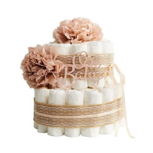 Tarta de Pañales | Pastel de Pañales DODOT para Niña | Regalo Original para Recién Nacido | Regalo para Bebé | Pink Roses - MyLittleBabies