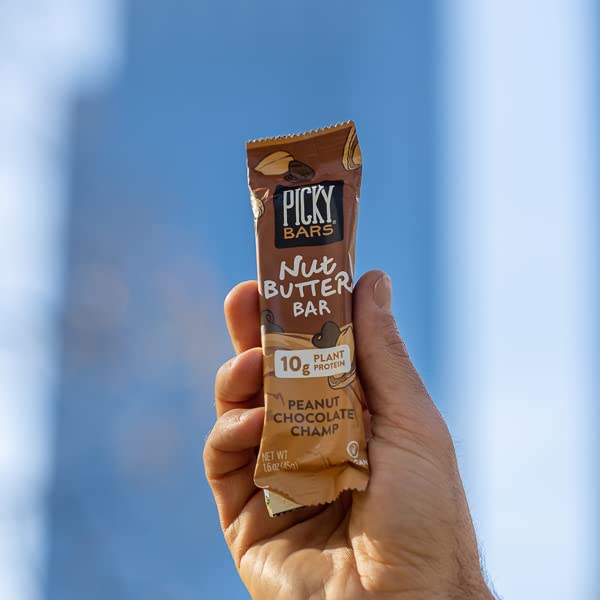 Picky Protein Nut Butter Bars, Peanut Chocolate Champ, 10g Plant Based Protein, Gluten, Dairy and Soy Free, Vegan - 10 pack