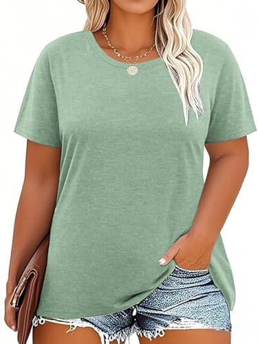 Image of VISLILY Plus-Size-Tops for Women Casual Short Sleeve T Shirts Trendy Tie Dye Crewneck Tees Comfy Loose Fit Tunics XL-5XL