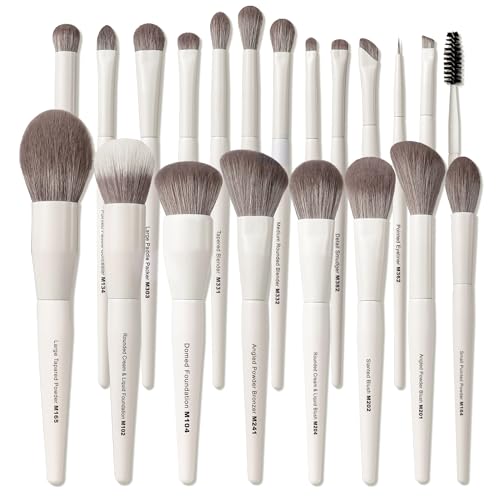 VYNESTRA Makeup Brushes 20Pcs Pro Face & Eye Makeup Brush Set Labeled White