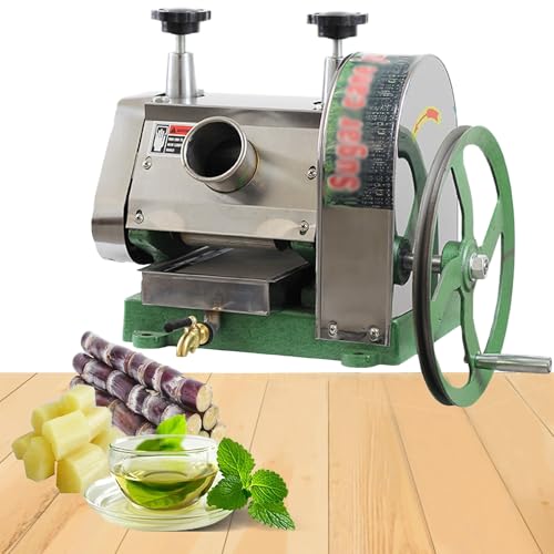 ZOLPINL Exprimidor Manual de caña de azúcar, Prensa de caña de azúcar de Acero Inoxidable con Puerto de alimentación de 63 mm y Caja de Filtro, Mango Ajustable, producción de 110 Libras po