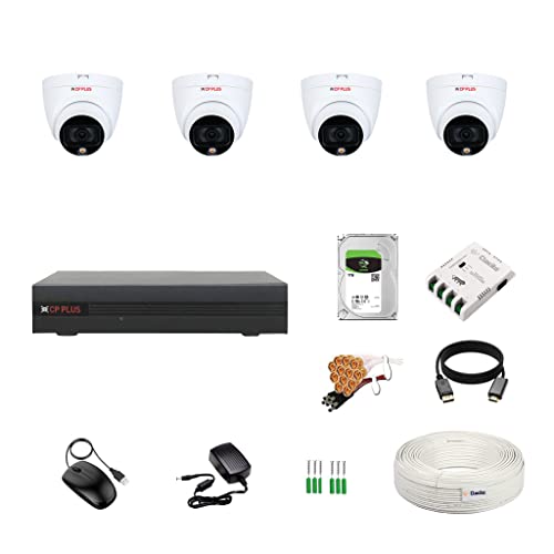 Image of CP Plus 4CH DVR + 2.4MP (Guard+) Audio Recording 4 Dome Cameras with 24 /7 Colorful Imaging (Day /Night Color Vision) + 1TB HDD + Copper Cable Roll (1+3) + 4CH SMPS + BNC & DC