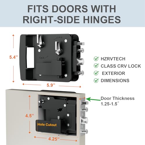 Image of All-Metal RV Door Lock Replacement,Class C RV Lock Fits 3.5 inch x 4.5 inch | Heavy Duty Construction, Motorhome Door Lock Replacement, Smooth Locking Operation, Easy Installation
