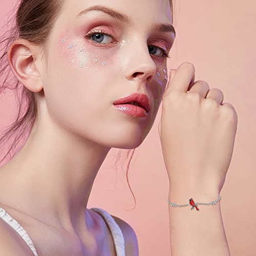 LONAGO 925 Sterling Silver Bee/Sunflower/Red Cardinal Bird/Autism Bracelet You Are My Sunshine Adjustable Chain Jewelry Gift for Women Mom4