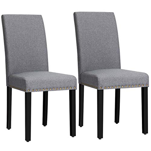 Spsupe Set Of 2, Upholstered Side Parson Ergonomic Backrest & Seat, Accent Dining W/Pine Wood Legs& Nail Head Trim, Contemporary Modern Chairs(Dark Gray) #TOP28