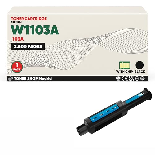 BDink Tóner Compatible HP 103A W1103A Negro con Chip para Neverstop Laser 1000a 1000n 1000w MFP 1200a 1200n 1200nw 1200w Rendimiento 2.500 Páginas