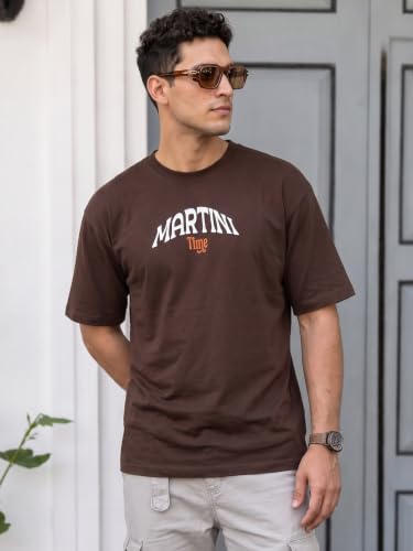 Image of Veirdo Men Bold Front & Back Printed Oversized Fit T-Shirt for Men, Cotton Fabric, Drop-Shoulder Streetwear Casual Graphic Tee, Stylish & Comfortable (OS VD APX SW S)