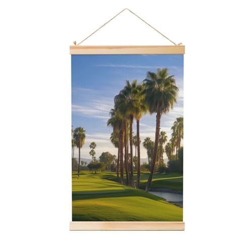 Poster en bois Palmier et Golf pour un salon rétro et chaleureux