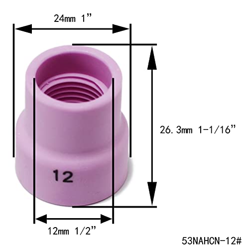 Image of RIVERWELD Champagne Ceramic Nozzle R type 53NACN Screen 53NAbSP3-12# | for SR WP 9 20 17 18 26 TIG Welding Torches 4pcs