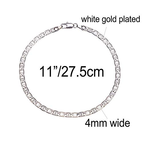 Image of kelistom Gold Anklet for Women 14K Gold / 18K Gold /Platinum Plated Flat Mariner Link Chain Ankle Bracelets for Women 9 10 11 inches