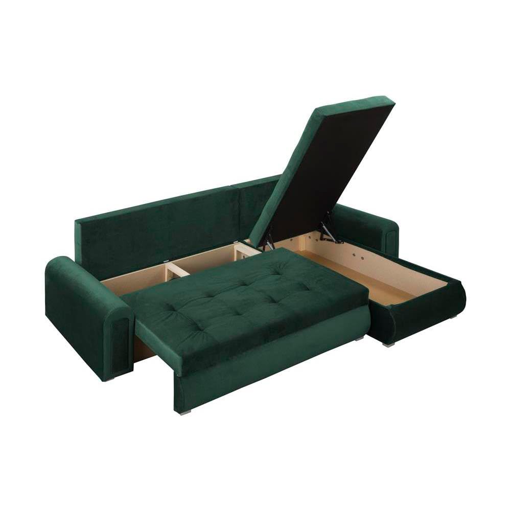 Forli Ecksofa 232x143x80cm Grün Wohnzimmer Couch Schlafsofa