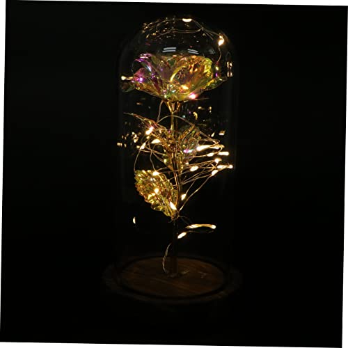 Rosas artificiales con lámpara de cristal a batería para decoración 2
