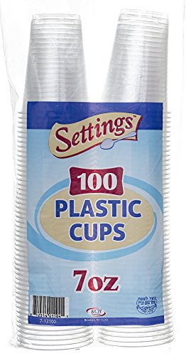 [300 Count - 7 Oz Cups] Settings Clear Disposable Plastic Drinking Cups Great For Juice, Water, Soda, Beer, Use At Party, Home, Office, Picnic, BBQ, Or Event, 3 Pack