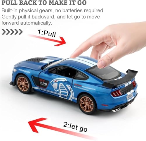 Image of 1:32 Scale Shelby Mustang GT500 Die-Cast Model Car - Blue Metal Toy Car