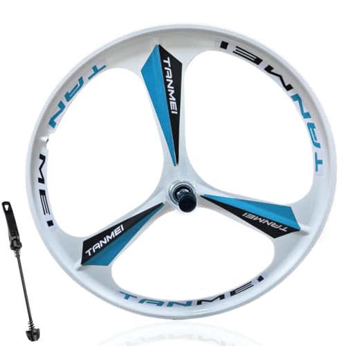 ZCXBHD 26" ܂肽ݎ]ԗp }OlVE BMX zC[Zbg 3{X|[N s[X\ ]ԃfBXNu[LΉ 100/135mm nu 6-9[^[(White-Blue,Front)