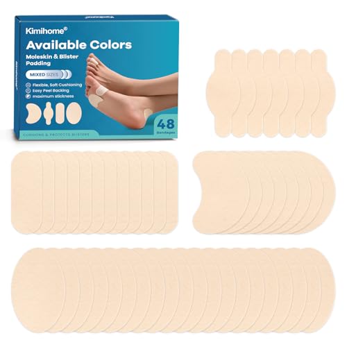 Kimihome Moleskin Lot de 48 pansements autocollants de prévention de la vessie pour soulager la douleur - Beige avec 4 formes