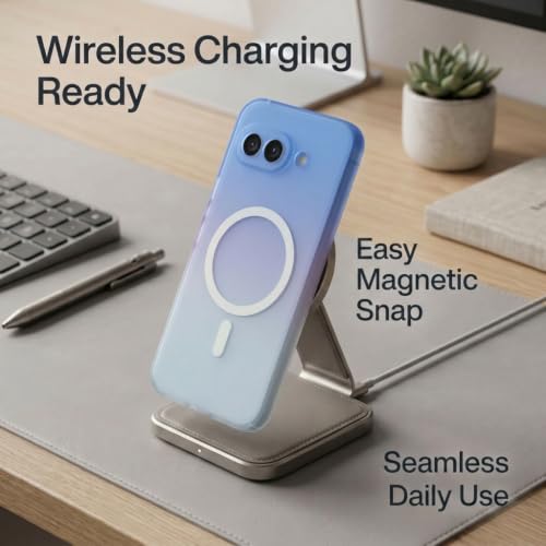 Image of amazon basics Paper Luxury Thin Case Cover for Google Pixel 9A | Matte Finish | Gradient Case, Shaded Color | Compatible with magsafe | (Pink White, Google Pixel 9A)