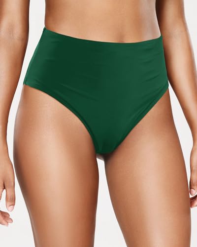 Image of Tempt Me Womens High Cut High Waisted Bikini Bottoms Tummy Control Bathing Suit Bottoms Swim Bottom Swimsuit Bottom