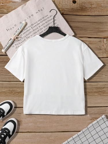 QJQ Girl's Bow Letter Graphic T Shirts Short Sleeve Crewneck Crop Tops Tees Summer Trendy Preppy Cute Clothes2