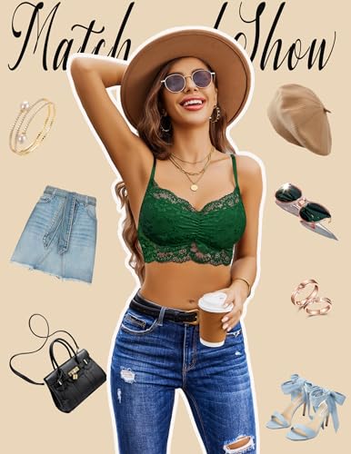 Image of Avidlove Lace Bralette for Women V Neck Cami Tank Y2k Camisoles Adjustable Spaghetti Strap Crop Top Non Padded