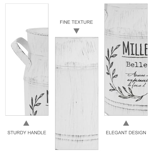 Vase à fleurs en métal blanc retro ifundom en tôle galvanisée