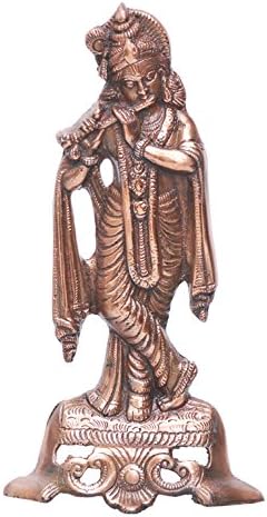 Abhushan Aluminium Krishna Ji Playing Flute Table Idol, 25cmx0.5cmx9cm, Brown