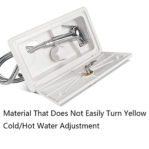 Image of Riloer RV Exterior Shower Box Kit Exterior Shower Box Shower Head Hot Cold Switch with 2 Keys for Marine Boat RV Motorhome Caravan Camper Accessories