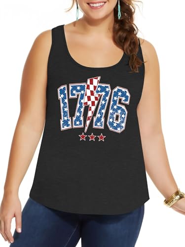 Image of Ithalt Plus Size 4th of July Tops for Women American Flag Tank Tops USA Patriotic Shirts Red White and Blue Sleeveless