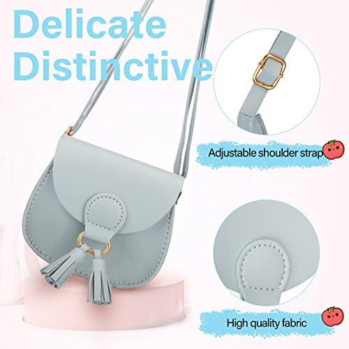 Image of Little Girls Purse for Toddler Kids Girls Leather Crossbody Bag with Tassel (Blue)