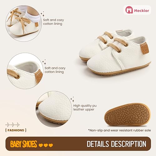 Meckior Infant Baby Boys Girls Classic Pu Leather Wedding Loafers Brogue Toddler Oxford Dress Shoes First Steps Walking Flat Lazy Crib Shoe thumb #4