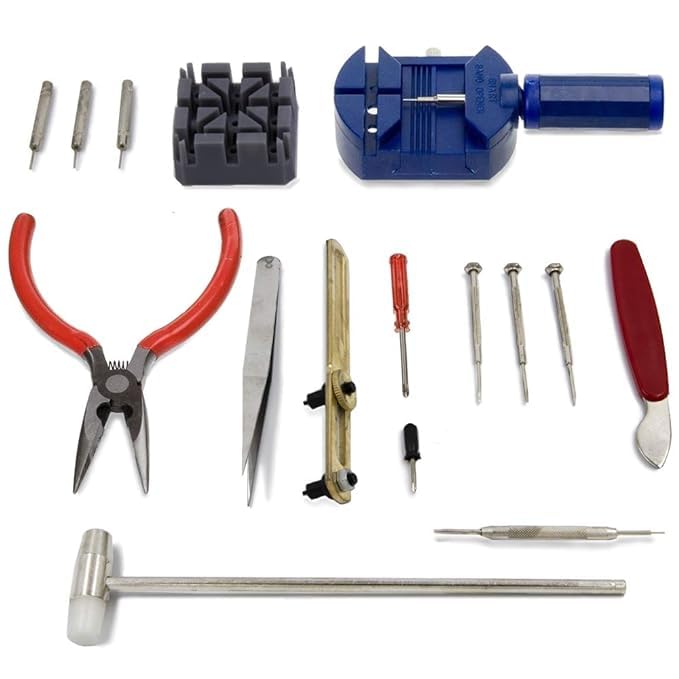 Bluedeal 16 PCS Watchmaker Jewelry Repair Tool Kit Incl. Band Pin Link Remover. Back Case Opener-image-39
