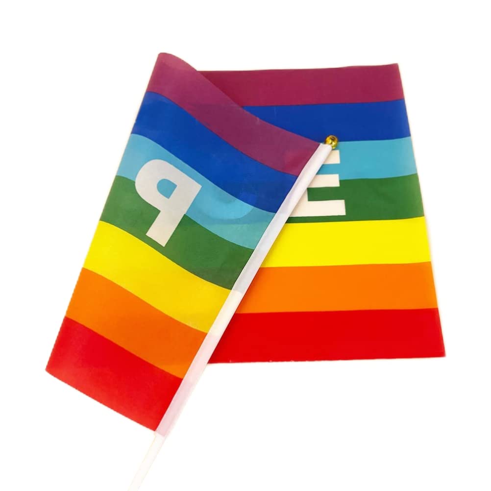 Gonetre 50/100 Pezzi Mini Bandiere di Pace Pacifistica Arcobaleno Pacifista Mantenuta in Poliestere Banner Durevole Decorazione Esterna Esterna Feste di Eventi Sportivi Festival Giardini (100pcs)
