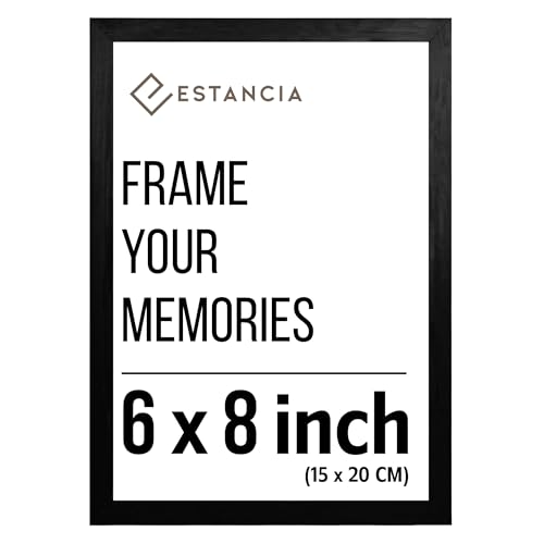Estancia Black Pine Wood Photo Frame 6x8 inch (15x20 cm) with Shatterproof Acrylic Glass | Modern 6 x 8 inch (15 x 20 cm) Wooden Picture Frame