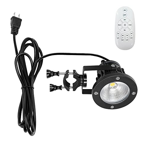 KAYYELAMP 9.84 Ft Plug in Clip Spotlight Waterproof Remote Control Dimmable Adjusted Angle Rotated Black Metal Clamp Spot Lamp Can Be Fixed to The Post Rod Spot for Courtyard Outdoor Lighting Fixture