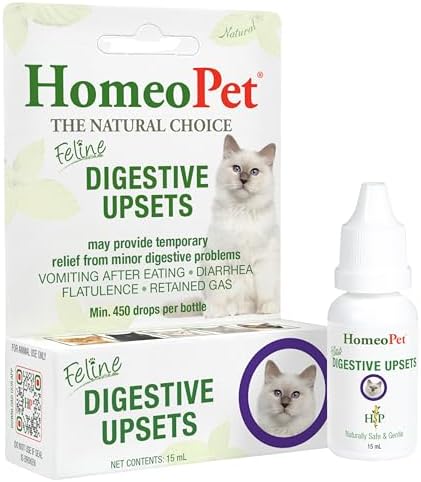 HomeoPet Feline Digestive Upsets, Supplement for Cats, 15 Milliliters