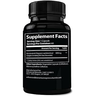 Advanced Bionetix 2X Potency Micronized Trans Resveratrol Supplement. 1200mg per 2 Capsules. High Absorption Antioxidant Formula. Promotes Anti Aging, Cognitive Support & Heart Health