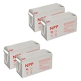 NPP NPG12-150Ah(4 Pcs) 12V 150Ah Rechargeable Gel Battery with Button Style Terminals SLA Storage Deep Cycle Battery for Off Grid Solar System