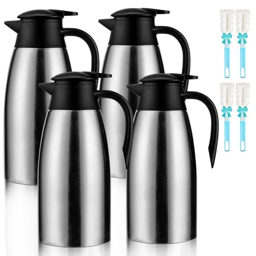 Image of 6 sets 70 oz Thermal Coffee Carafe for keeping hot, Carafe for hot liquid, Airpot Insulated Stainless Steel Vacuum Thermal Pot for Coffee, Hot Water,Keep Hot 12 Hours (4silver)