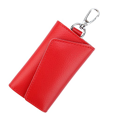 YSHtanj - Cartera de piel sintética multifuncional para llaves de coche, color rojo