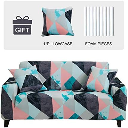 JOYDREAM Stretch Armchair Slipcovers, 1 Seater Sofa Cover, Easy-fit Sofa Slipcovers, Furniture Protector for Armchair, Soft Fabric Settee Covers with 1 Free Cushion Cover (Small, Color triangle)