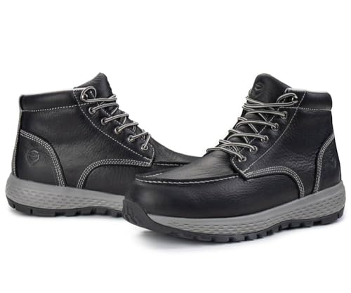 Image of SUREWAY Men's Lightweight Casual Wedge Soft Moc Toe Work Boots,Comfort Insole, Superior Oil /Slip Resistant,Men's Construction Industrial Safety Working Boots /Shoes - Black