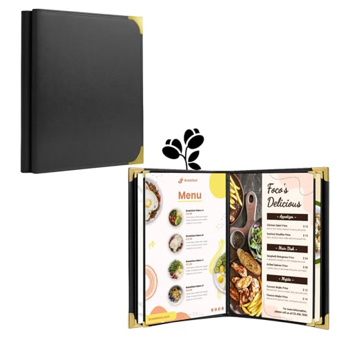 Glimvilo GV100167 A4 Kunstleder Menühalter 2er-Pack Schwarz
