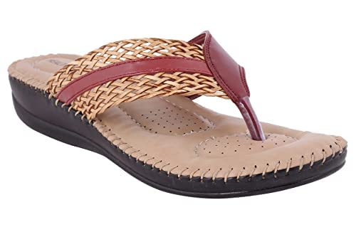 Image of HEALTH FIT Soft Orthopedic Slippers /Doctor Chappal & Footwear with Memory Foam Women Cherry