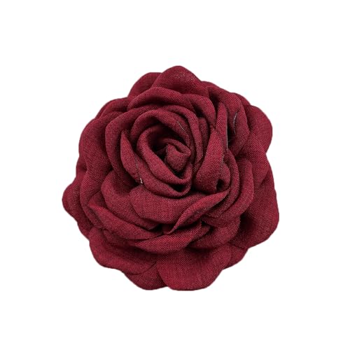 Image of Dainty Fabric Peony Flower Brooches Pin Delicate Camellia Flower Brooch Classic for Women Wedding Party Dance Banquet Elegant Lapel Pins Dress Suit Ceremony Clothes Accessories Jewelry Gifts 100mm