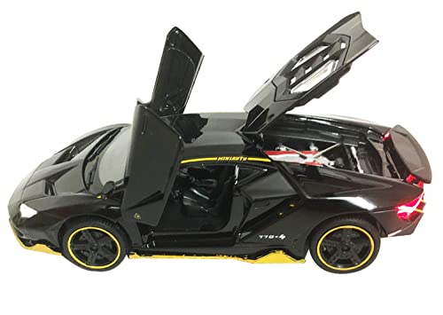 Image of Lamborghini Car Toy Die-cast Metal Model with Openable Doors, Sound and Light for Kids Boys & Girls, 1:32 Scale, Black