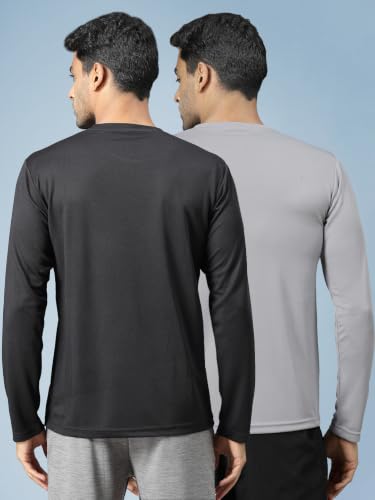 Image of CHKOKKO Gym T Shirts for Men Workout Solid Quick Dry Sports Men T-Shirts Breathable Lightweight Full Sleeve Regular Fit Round Neck Running Stylish Tshirt for man