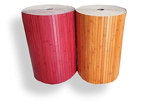 SpazioTessile Tappeto Cucina Stuoia Passatoia Gommata Bamboo Naturale Antiscivolo 9Misure tinta unita rm (Rosso, 50x380)