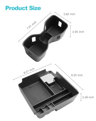 Image of CDEFG 2Pcs for 2026 Nissan Frontier Center Console Organizer Tray for 2022-2025 2026 Nissan Frontier Accessories Middle Console Organizer Armrest Storage Box & Cup Holder