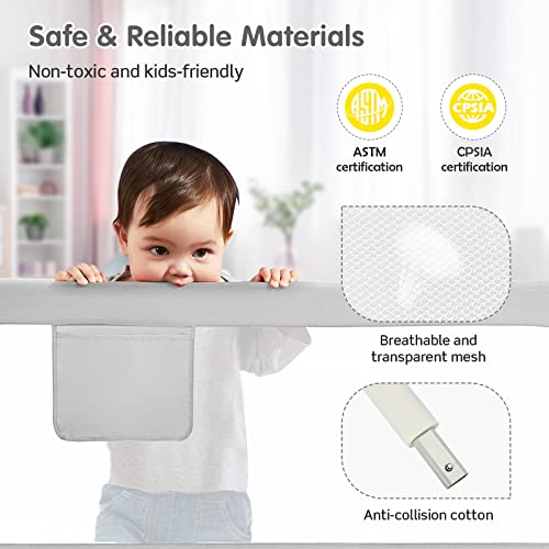 Image of BABY JOY Bed Rail for Toddlers, 69'' Extra Long, Height Adjustable & Foldable Baby Bed Rail Guard w /Storage Pocket & Double Safety Child Lock for Kids Twin Double Full Size Queen King Mattress (Gray)