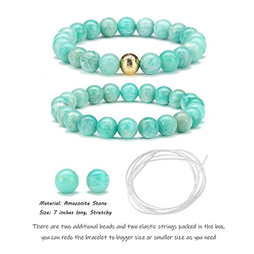 Chogle Stackable Beaded Bracelets For Women - Gemstone Beads 8Mm Bracelet - Stretch Strand Friendship Bracelet Set For Girls (Amazonite Gem Stone Beaded Stretch Bracelet) #TOP1